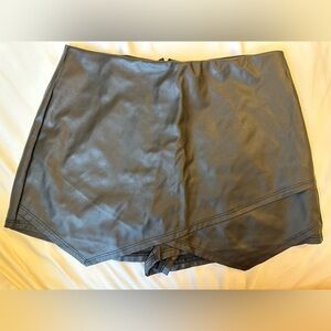 Gray Faux Leather Skirt
